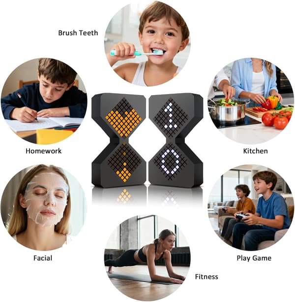 Digitalt timeglas visuel timer, tyngdekraft flip nedtællingstimer 1-30 min, USB-C genopladelige LED fokus timere, lydløs skrivebords Pomodoro timer sort gul Black Yellow