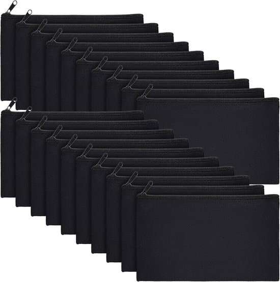 50-pack tygväskor med dragkedja, tomma DIY-hantverksväskor i bulk, sminkväskor i tyg, multifunktionella necessärer för smink, resor, kosmetika och kontorsmaterial