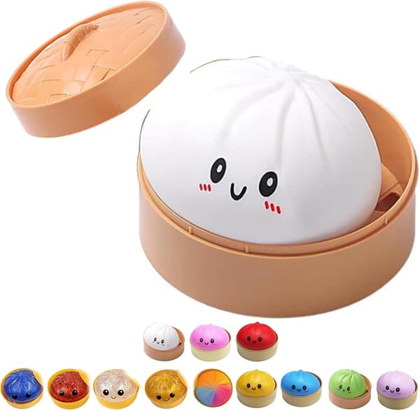 Dumpling Squishies, Glitter Dumpling Mystery Box, Färgglada Dumplings Stressbollar Fidget Sensorisk, Påskkorgsfyllare Vit