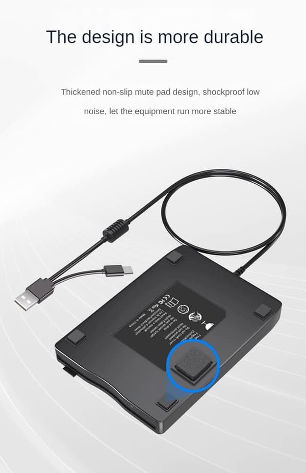 USB & USB-C Dual Interface Ekstern diskettedrev, 1.44MB FDD til bærbar pc, kompatibel med Windows 11/10/8/XP/Linux & Mac OS