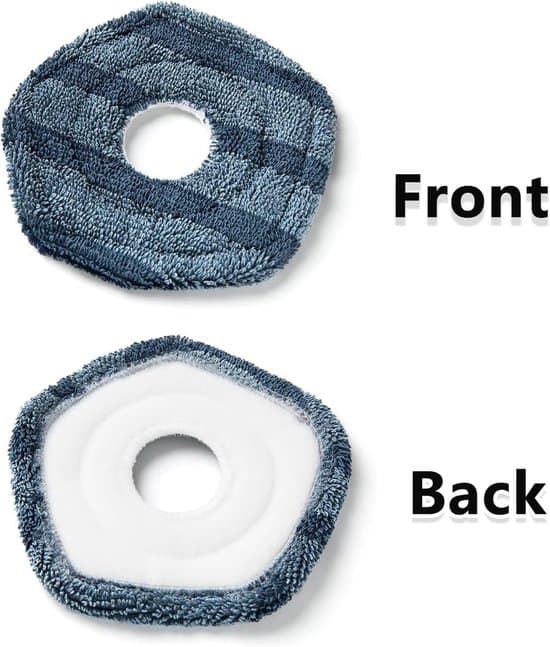 4 Stykker - Moppepuder egnet til Eufy X10 Pro Omni & Eufy X9 Pro - Vaskbare & Genanvendelige Moppepuder - Blød Mikrofiberudskiftning - Stribefri & Hurtigtørrende