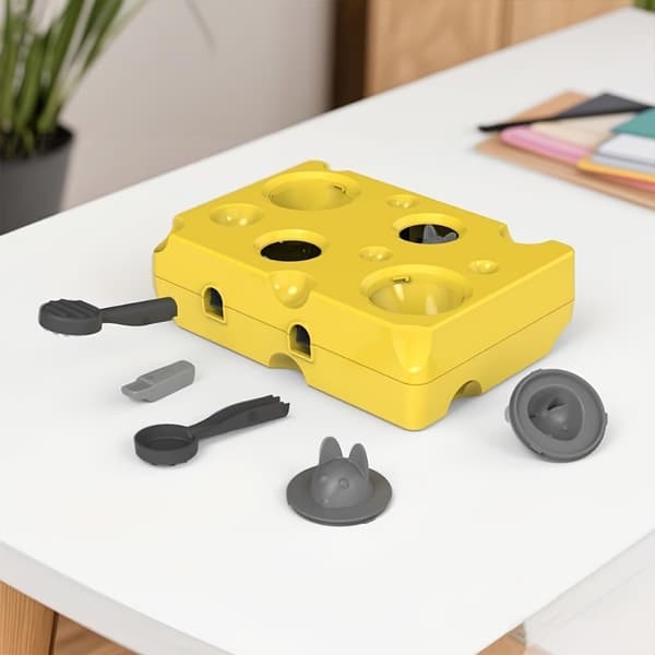 Kattegodbid Puslelegetøj - Interaktiv Pop-Up Foderautomat uden Batteri, 23 cm Hjernevrider & Langsom Foderautomat med Skridsikker Base, Let Rengøring ABS