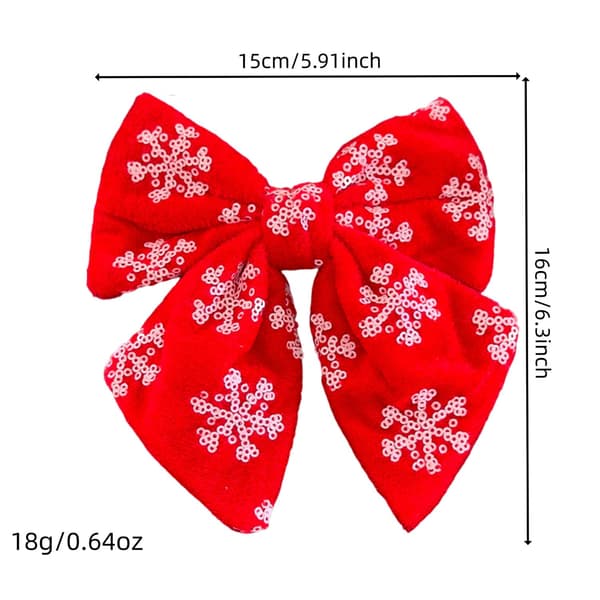 Hårklämma för damer - Röd glitterrosett med strass, festlig håraccessoar för julfester (1-pack) red
