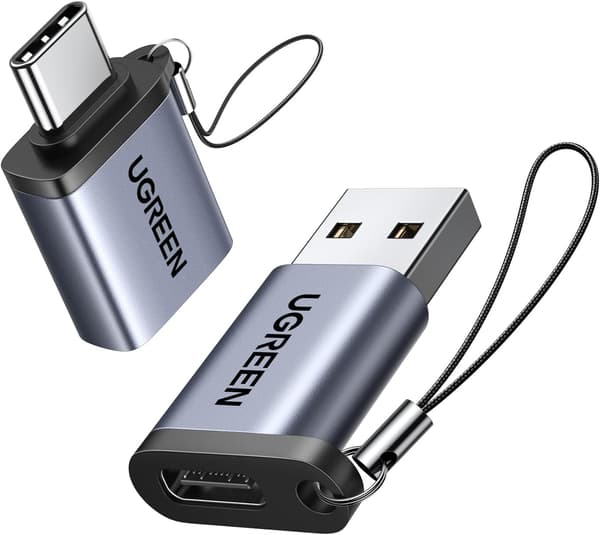 UGREEN USB til USB C-adapter 2-pakning, 10 Gbps USB C hunn til USB hann-adapter Thunderbolt-kompatibel med iPhone 16 15, MacBook, iPad