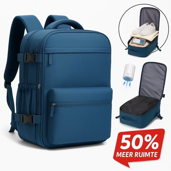 Vakuumryggsäck – Flygreseryggsäck – Vakuumkompression – Bär 50 % Mer – Vattenavvisande – Blå