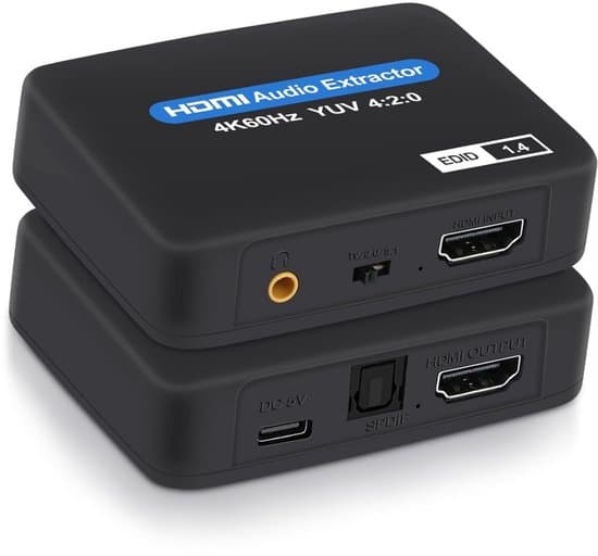 HDMI Audio Extractor 2K/4K – Audio Splitter – Inkluderer USB-kabel – Understøtter Toslink (SPDIF) Optisk Audio Output + 3.5mm Audio – Sort