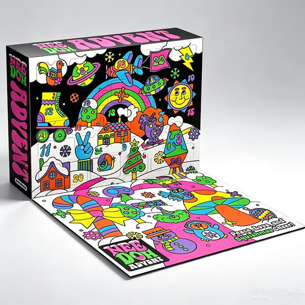 NeeDoh Squishmas Adventskalender Julnedräkning med 24 mini-klämleksaker (1-pack)