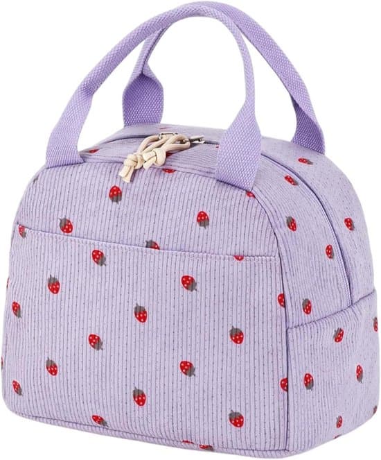 Termisk lunsjpose - Gjenbrukbar handlepose - Ta med lunsjen din - Romslig og robust - 27 x 20 x 5 cm - Lilla