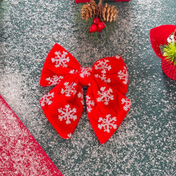 Hårklämma för damer - Röd glitterrosett med strass, festlig håraccessoar för julfester (1-pack) red
