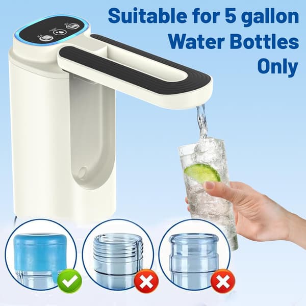 Bärbar vattendispenser för 5-gallonsflaska, vattendispenser, elektrisk vattenpump, uppladdningsbar vattenpump för 5-gallonsdunk, hopfällbar