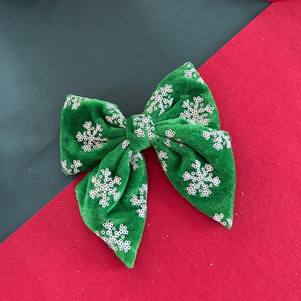 Hårklämma för damer - Grön glitterrosett med strass, festlig håraccessoar för julfester (1-pack) green