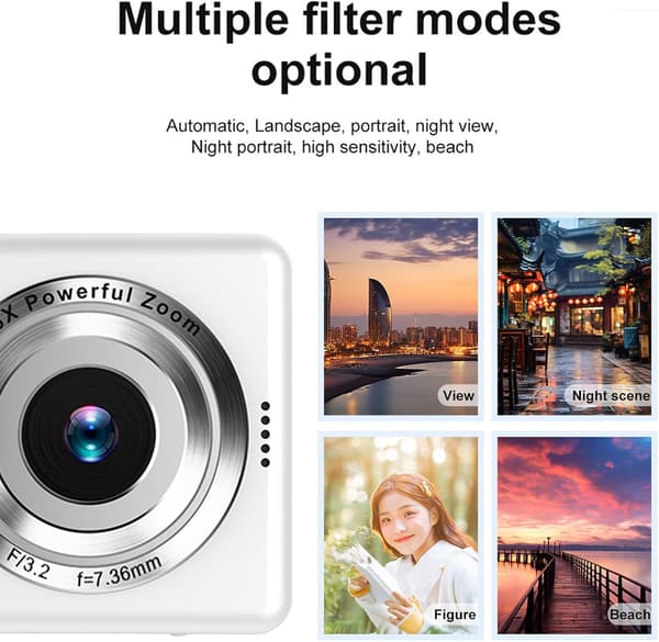 4K digitalkamera silver med 64 GB-kort och OTG-adapter
