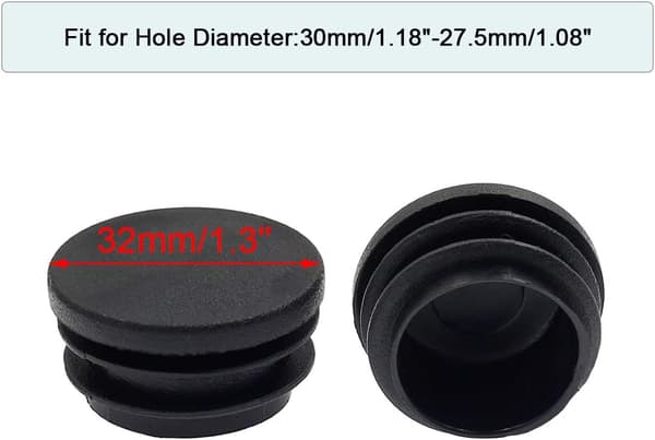 Rund plastikprop, 24 stk. sorte rørpropper stoleglidere runde endepropper møbelstol/benrørsbeskytterindsats (32 mm) 32