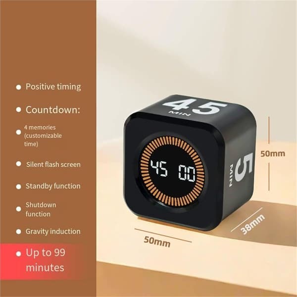 Interaktiv Digital Pomodoro-timer Unik Hexagonal Design för att Förbättra Fokus i Barnaktiviteter White