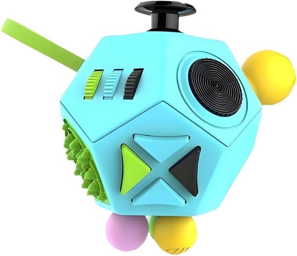 Fidget Toys Cube 12-sidet dekompressionskube lindrer stress mod angst depression med autisme for børn og voksne (sort grøn blå-)