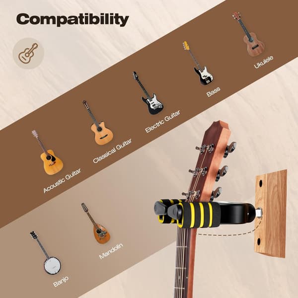 Gitarrväggfäste, Gitarrhängare med autolås, Gitarrkrok Kajakpaddelhållare Hängare Väggförvaring, Gitarrhållare Säkerhet och Halkfria Krokar
