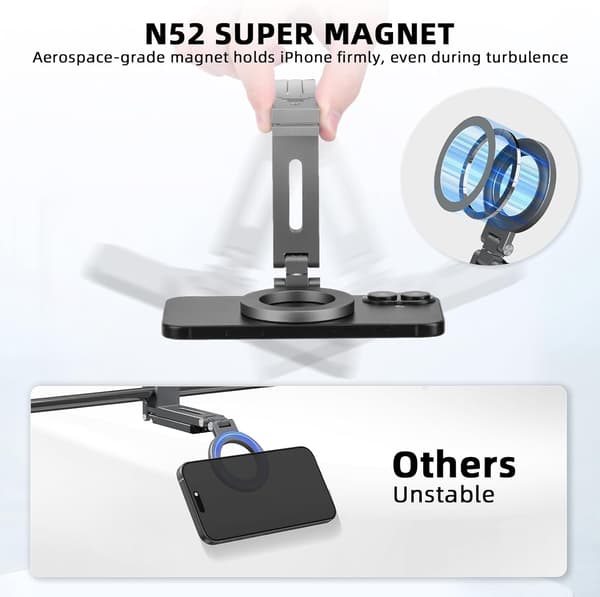 Magnetisk Tripod Selfiepinne med MagSafe-adapter - Vikbar Resetelefonhållare för iPhone 17 16 15 14 13 12 Pro Max Mini & Android
