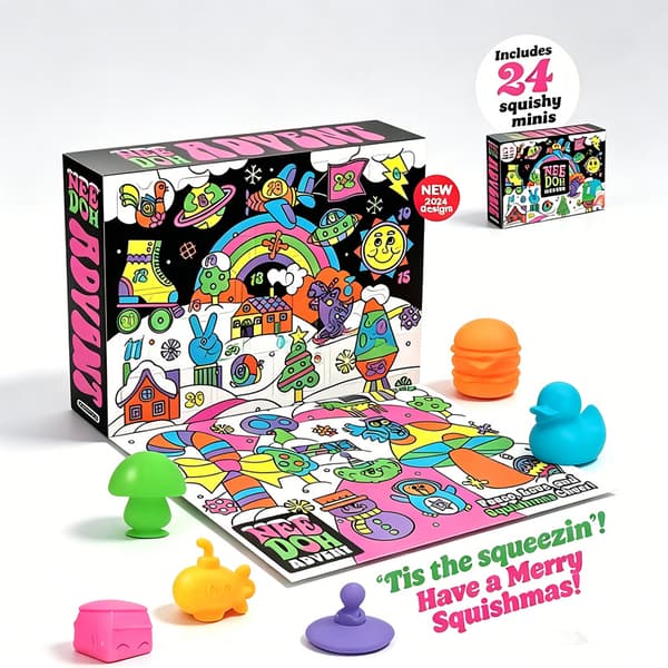 NeeDoh Squishmas Adventskalender Julnedräkning med 24 mini-klämleksaker (1-pack)