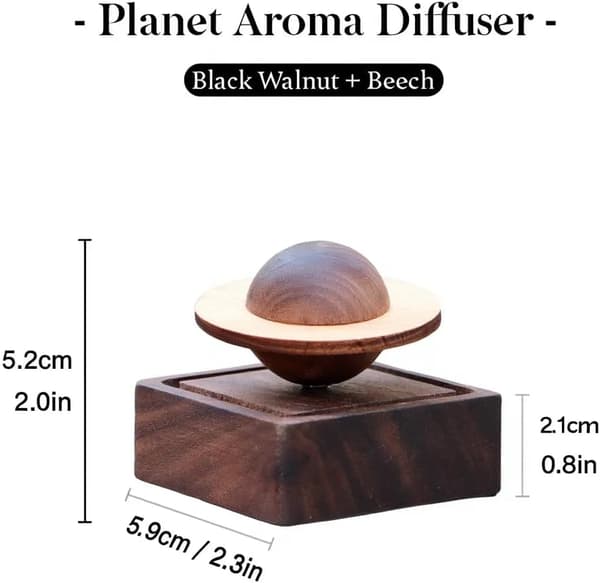 Sort Valnød Planet Aromaterapi Træ, Kreativ Flammesikker Aromaterapi Diffuser, Æterisk Olie Diffuser Ornament til Hjemmet Soveværelse & Bil