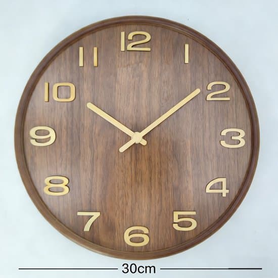 Väggklocka - Klocka - Premium Väggklocka i Trä - Modern Klassisk Design - Vardagsrumsklocka - Mörk Träfinish - 30 cm - 1 Styck