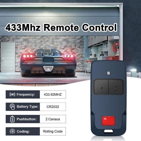 Sett med 2 433 MHz Rolling Code fjernkontroller for Mitto COOL C2, Mitto 2A, RCB 02, TRC