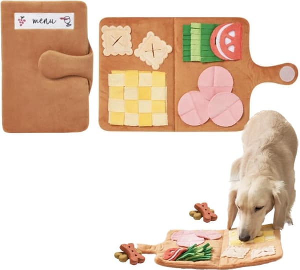 Gemmeleg Snusemåtte Hundelegetøj - Interaktivt Foderpuslespil med Gemmesteder, Duftberigelse til Små/Mellemstore Hunde