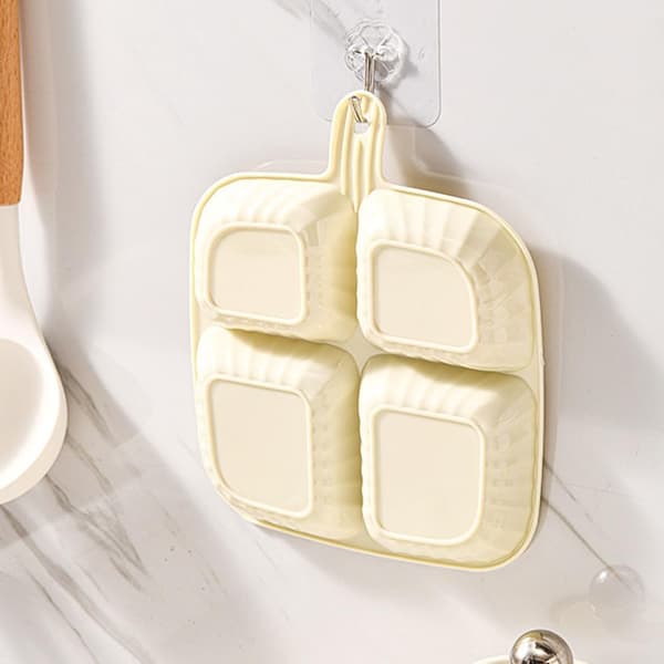 2-pack 4-facks snacksbrickor i plast för aptitretare, frukt, barnsnacks, desserter, beige sektionsindelade serveringsfat