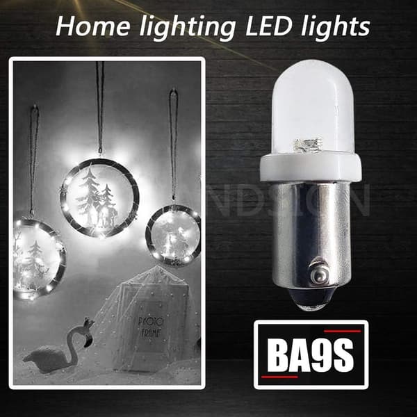 12 stk BA9S LED-pære 240V AC/DC erstatning for indikatorlys, hvit