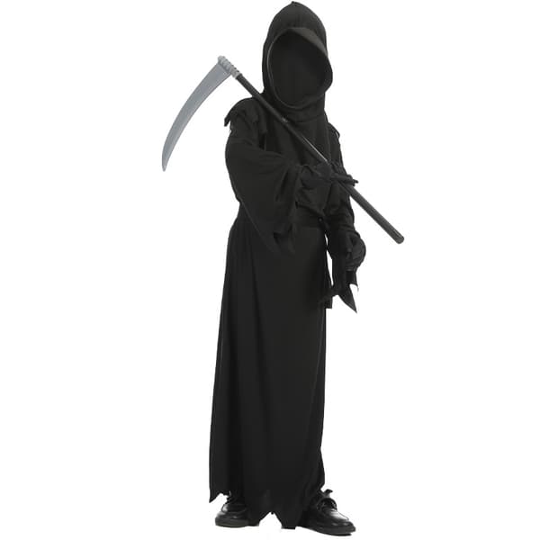 Halloween Grim Reaper Kostume Børn Mørk Ridder Lysende Øjne Reaper Phantom Outfit M