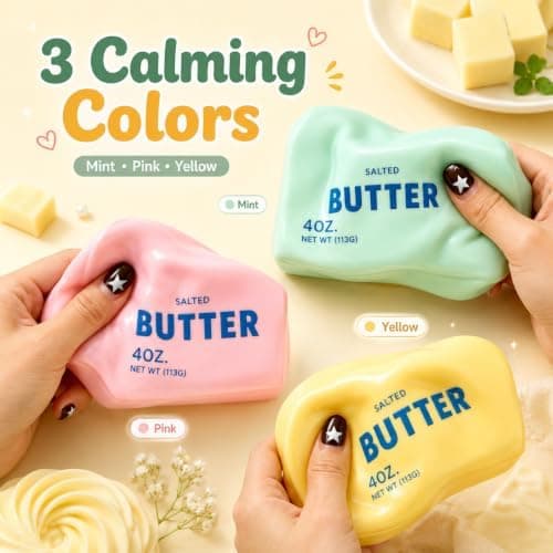 Krämig Smör Squishy ASMR Pärlfylld, Långsamt Stigande Klämleksak Pink Butter