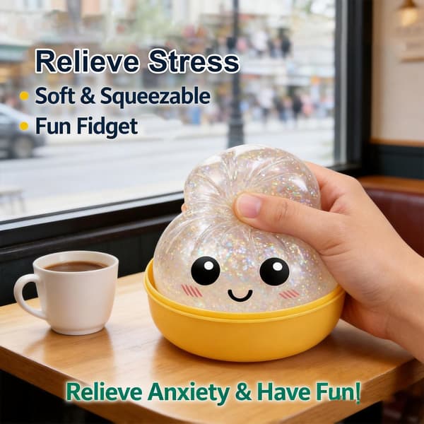 Dumpling Squishies, Glitter Dumpling Mystery Box, Färgglada Dumplings Stressbollar Fidget Sensorisk, Påskkorgsfyllare Vit