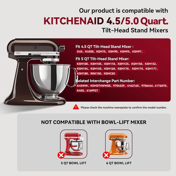 K45WW 6-tråds piskeris er egnet til KitchenAid standmixere med vippehoved – til piskning af æg og fløde.
