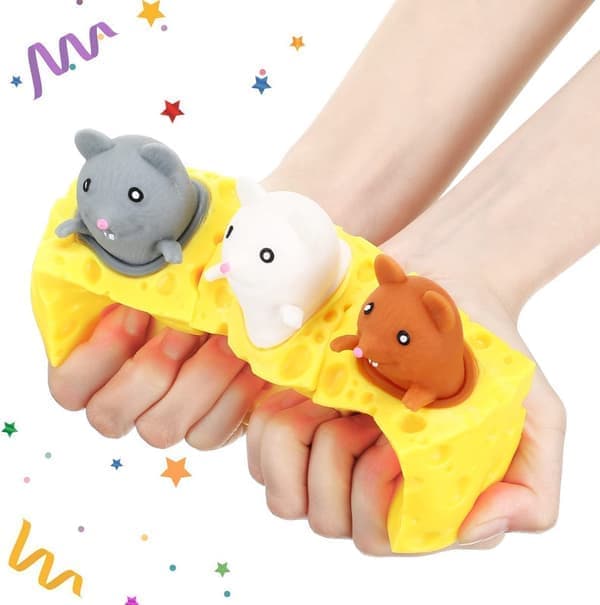 Ost Squishy Mus Stressbold, Blødt Sensorisk Klemmelegetøj med Høj Elasticitet, Strækbart Fidgetlegetøj til Stresslindring og Afslapning, Daglig Afslapning...