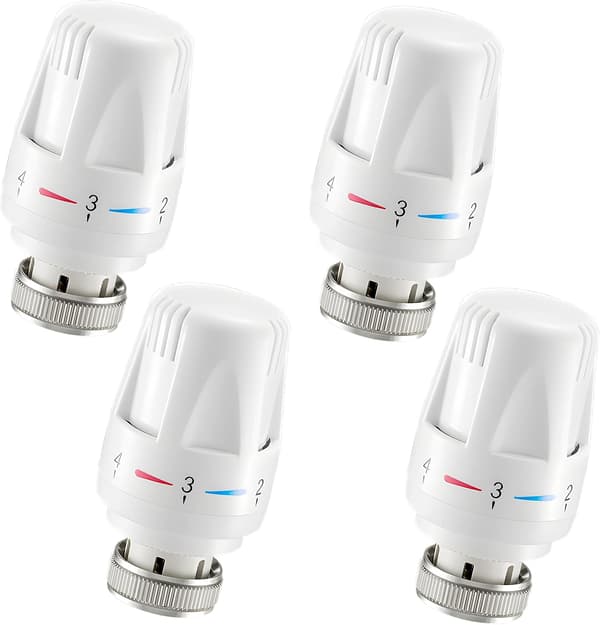 Sett med 4 varmetermostater, termostatvarme M30 x 1,5, radiatortermostat, termostatventil termostatventilhode, termostathode radiator