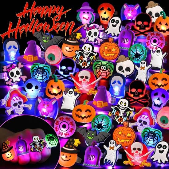 50-pak Halloween LED-ringe til fest – Lysende ringtilbehør – Til børn og voksne