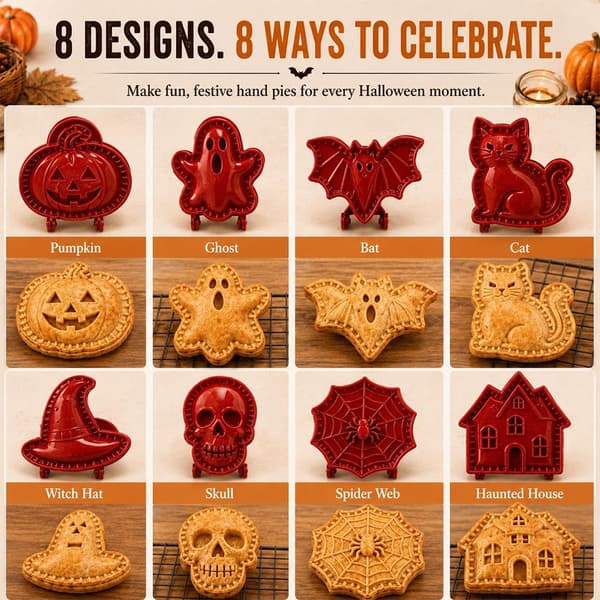8-Design Halloween Fylld Pajpresskollektion, Återanvändbar Halloweenform