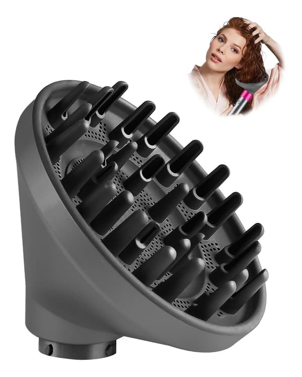 Opgraderet stor diffuser til Dyson Airwrap HS01 HS05 HS08 id, diffuserdyse til hurtig tørring af bølget krøllet tykt hår, grå