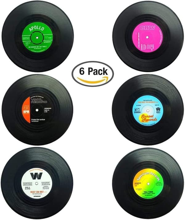6 stk. Retro CD-skive Vinyl Coasters Kopmåtte til Kaffe Drikke Porcelæn Skridsikre Coasters
