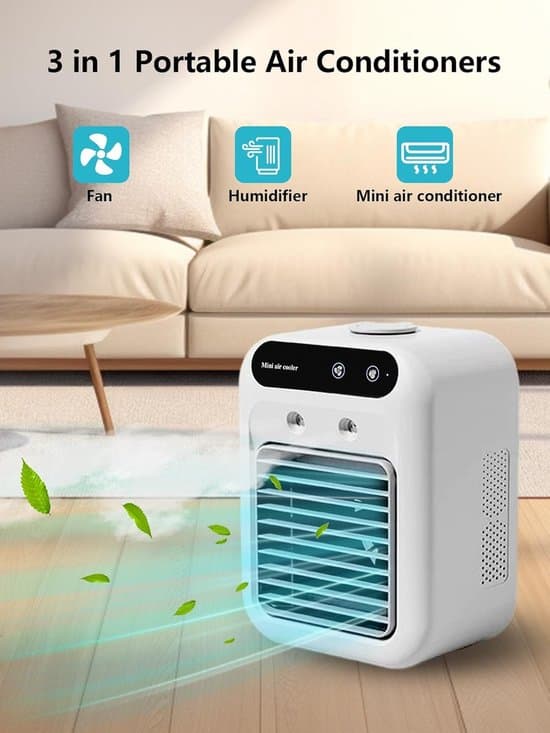 bärbar luftkonditionering-Bärbar luftkonditionering utan dränering-bärbar luftkonditionering för sovrum-25W Mini bärbar luftkonditionering-2 kalla luftströmmar