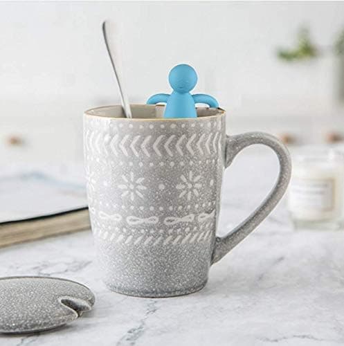 Te-infuser, söt lös te-sil, finmaskig tebollssil och diffusor i rostfritt stål med silikonlock, för tekoppar och muggar.