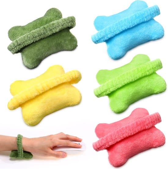 Handledsstöd – 5-pack – Bärbart – Mus handledsstöd – 7,5 x 6,5 x 2,5 cm – Bekvämt handledsstöd – Lätt och bärbart – Liten handledskudde