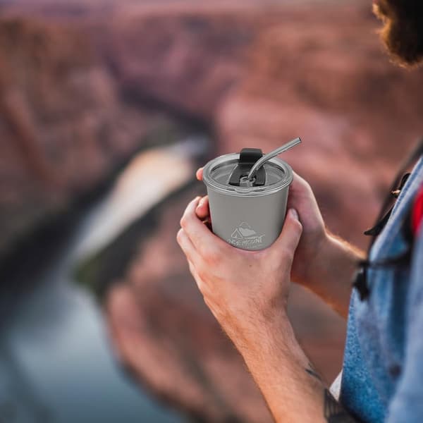 12oz Isolerad Resemugg - Läcksäker Isolerad Mugg i Rostfritt Stål med Lock, Håller Mat Varm eller Kall (Grå)