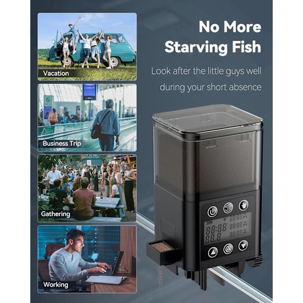 Automatisk Fiskefoderautomat – 320 ml – med Timer – Egnet til Piller og Pulverfoder – Egnet til Akvarier og Damme – Nem at Måle og Tilføje Foder