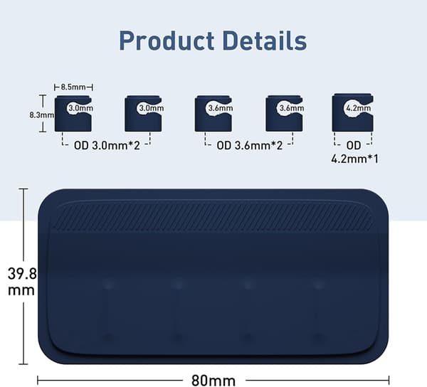 Kabelstyring, magnetisk kabelholder, multifunktionel skrivebordskabelholder, 5 klips til Lightning-kabler, USB C-kabler