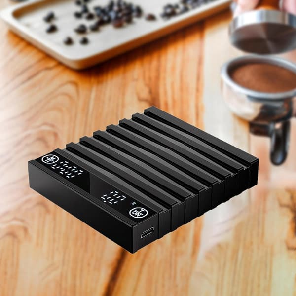 Mini Espresso Vægt med Timer - USB Genopladelig Digital Kaffevægt 8,5x9,5x2cm til Pour Over, Professionel & Kompakt (Sort) black