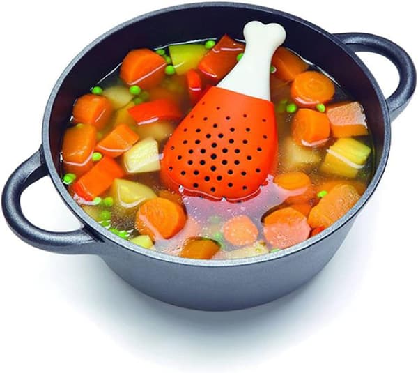 Kyllinglårformet silikon urte- og krydderinfuser, trommestikkeformet krydderfilter, gryterett suppe silikon krydderpose krydder- og smaksfilterpose