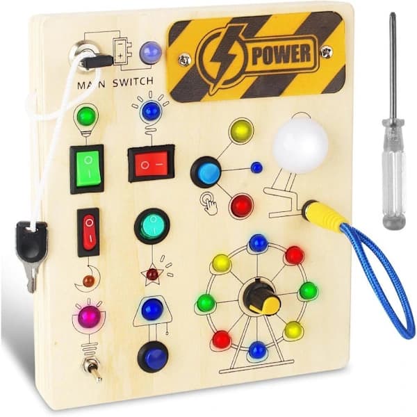 Montessori Aktivitetsbräda 1-4 År Leksak Trä LED Motor Sensorisk Aktivitetsbräda Barnpresent