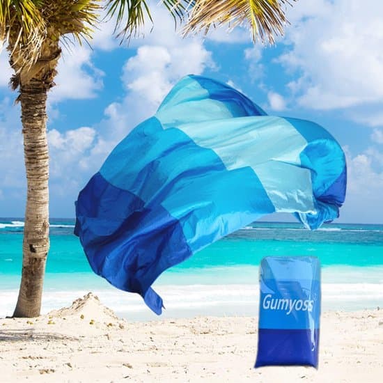Strandtæppe - Picnictæppe - Slap af i sandet - Inkluderer jordankre - 210 x 200 cm - Blå
