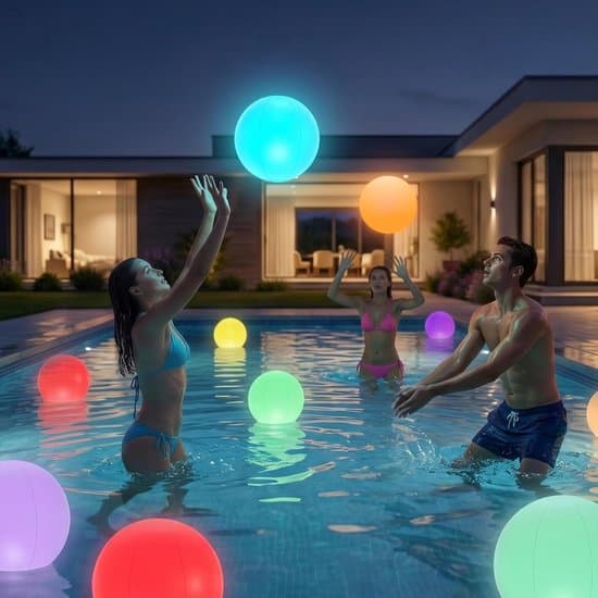 Flydende Pool Lysbolde - 30 cm LED Strandbold - 4 Styk Vandtæt med 8 Lystilstande - Natlys til Pool & Strand - til Børn & Voksne