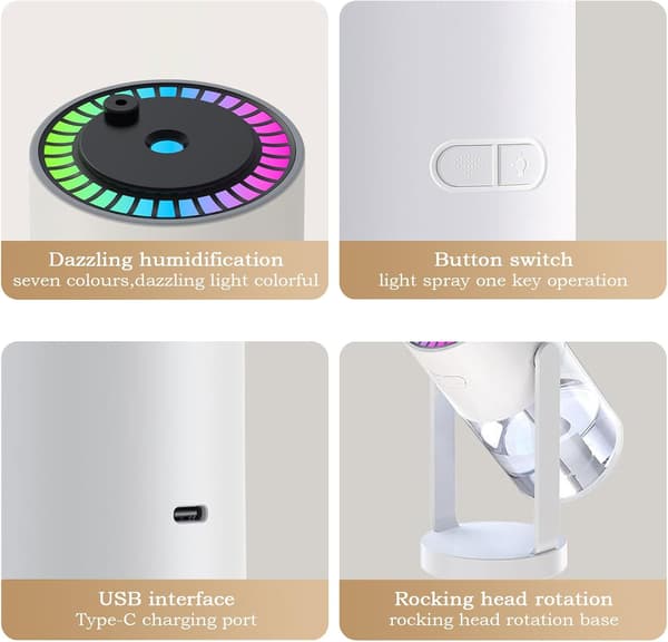 Portabel Ultraljud Luftfuktare, Mini Bil Luftfuktare Diffuser Med Stjärnprojektorlampor, Tyst Luftdiffuser Med USB-laddning För Hem Bil (1 vit)